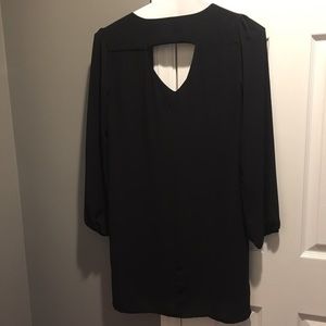 Aqua black long sleeve dress with black cut out